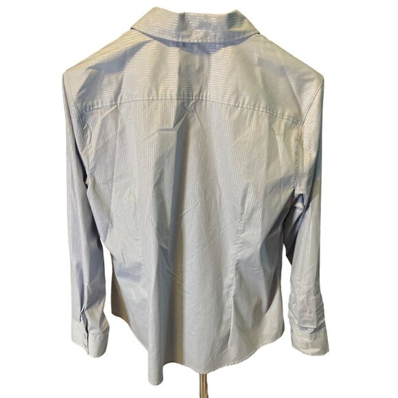 Chico's Gray Silver Metallic Fitted Blouse Top Sz XL - Picture 2 of 7